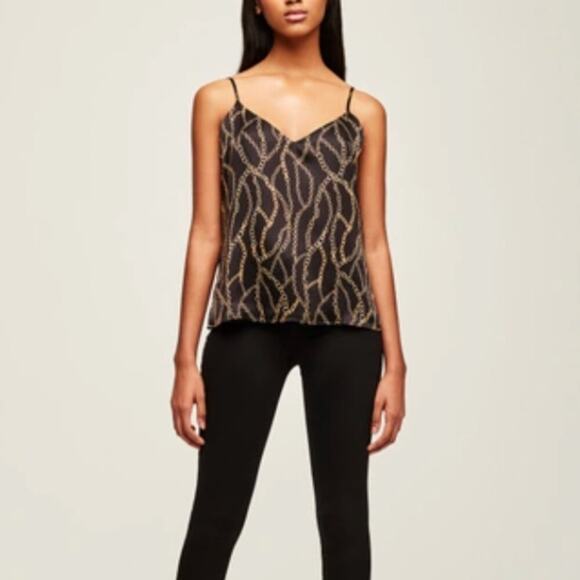 L'agence Jane Silk Camisole Tank In Black Multi Chain - Picture 1 of 7